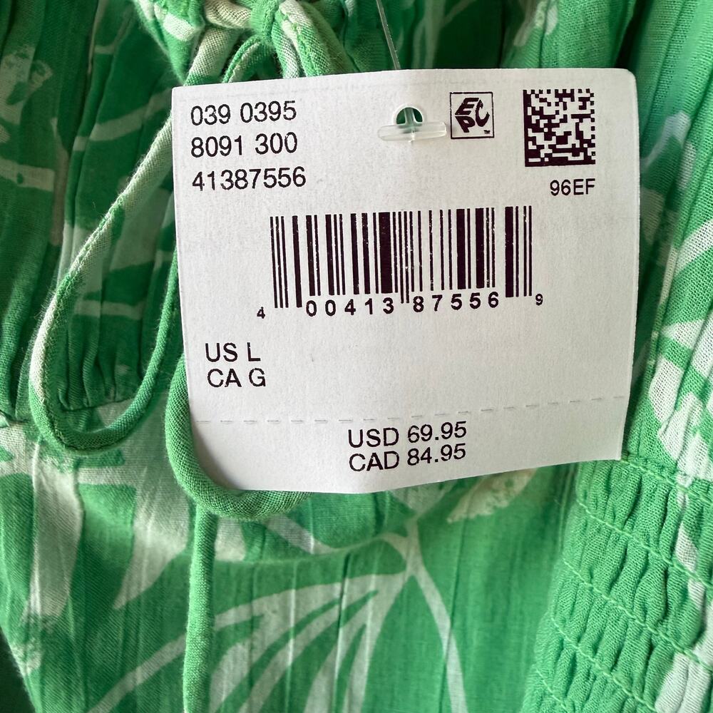 NEW American Eagle Corset Tiered Floral Cotton Midi Dress Green Women's Large - Picture 8 of 12
